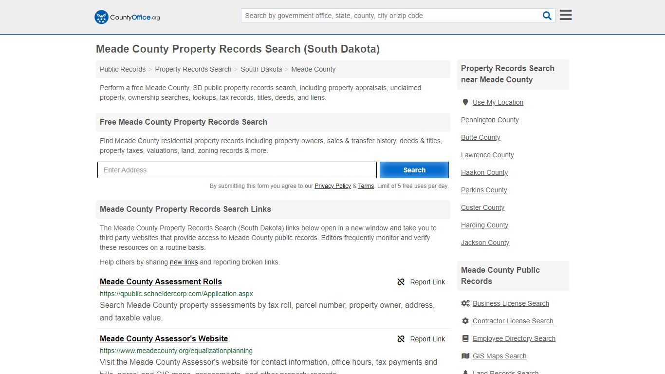 Property Records Search - Meade County, SD (Assessments ...